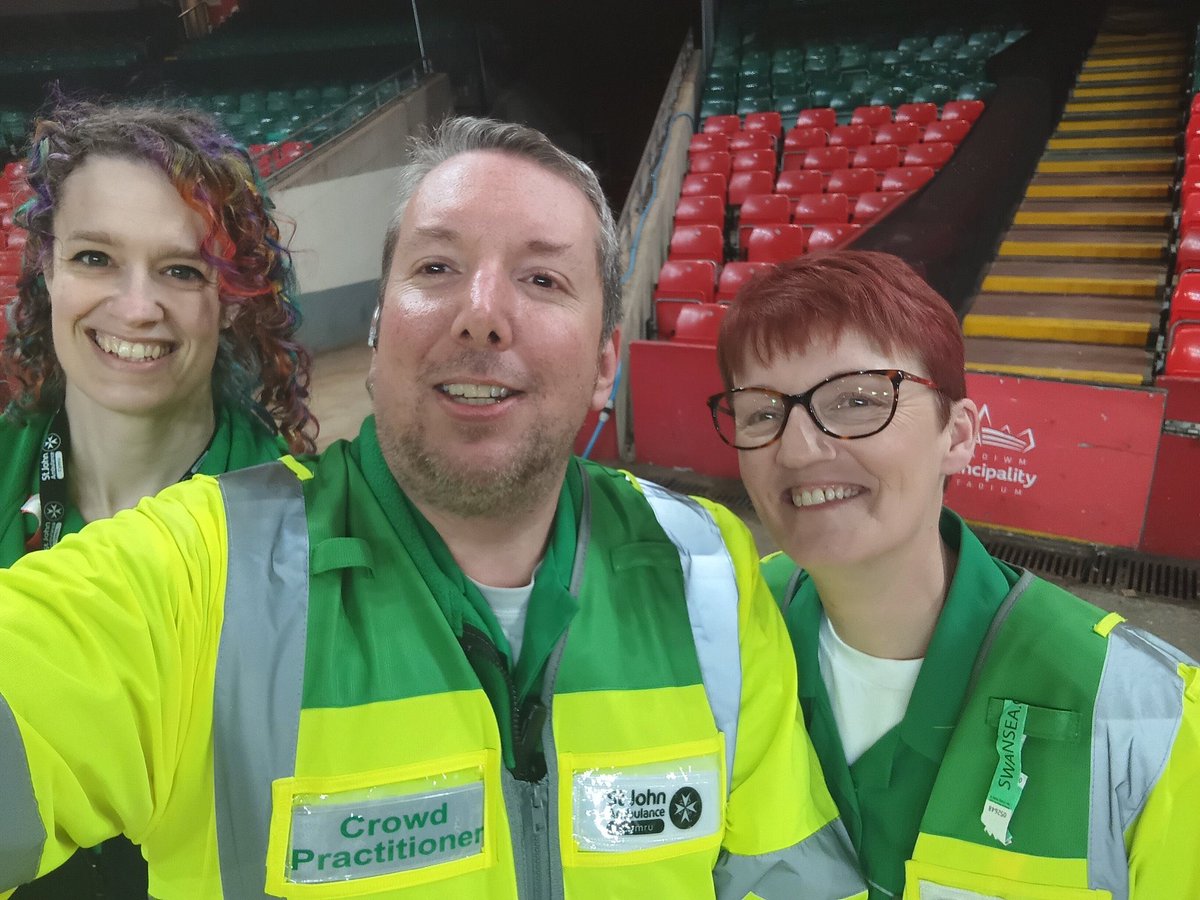 SJACymru's tweet photo. A huge thanks to all the #PoblStJohnPeople who were at the @principalitysta on Saturday providing first aid cover for those in the crowd. On this occasion rather than the usual mauls &amp; rucks they were watching monster trucks! We hope everyone enjoyed @MonsterJam 2026! Diolch! https://t.co/8wbBAObSth