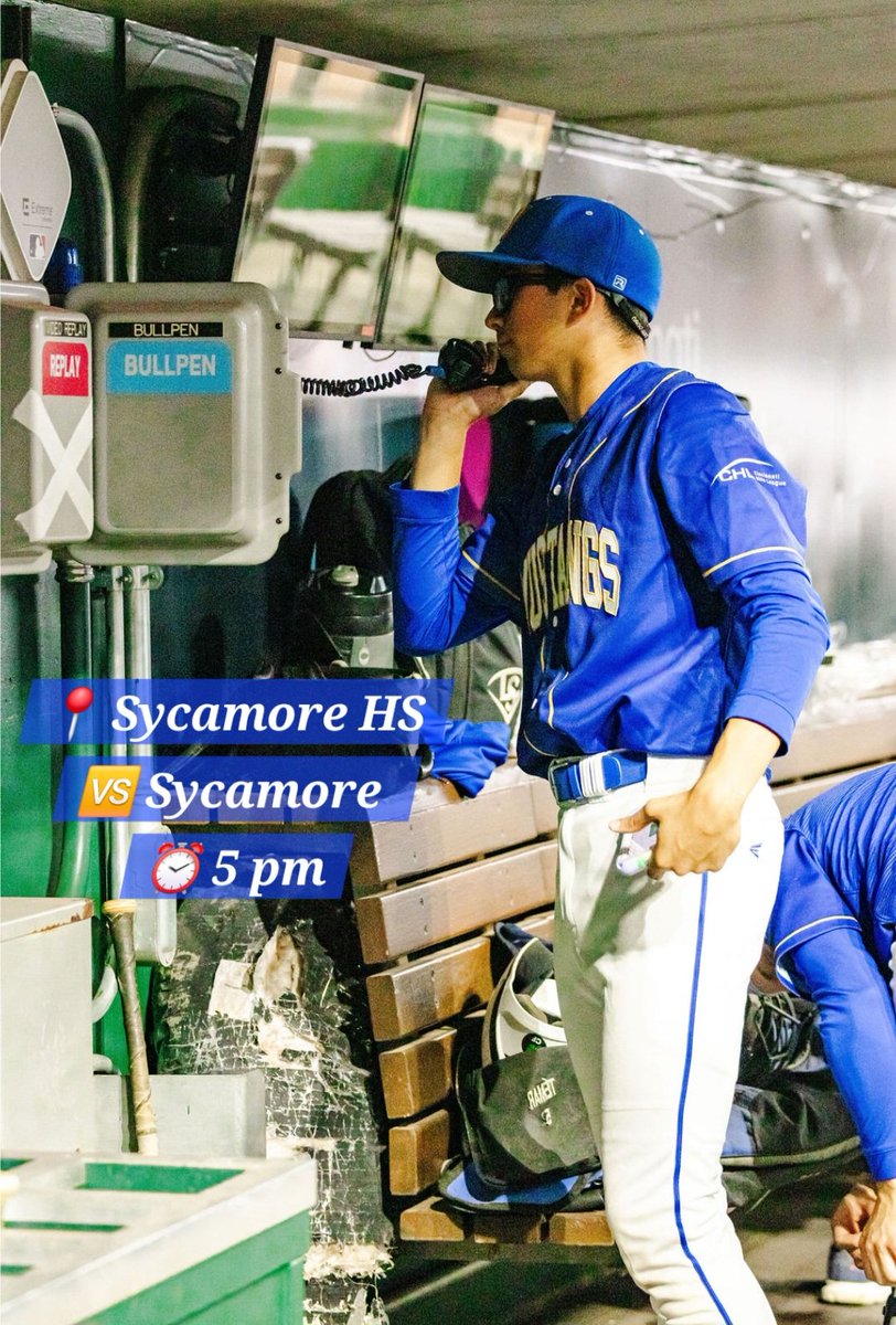 MustangsBase's tweet photo. Call your friends...it's game day! Madeira heads to Sycamore to battle the Aviators as we continue to prep for postseason play. Make the drive, and support your Stangs! First pitch scheduled for 5 pm. https://t.co/xOpXAIlr3x