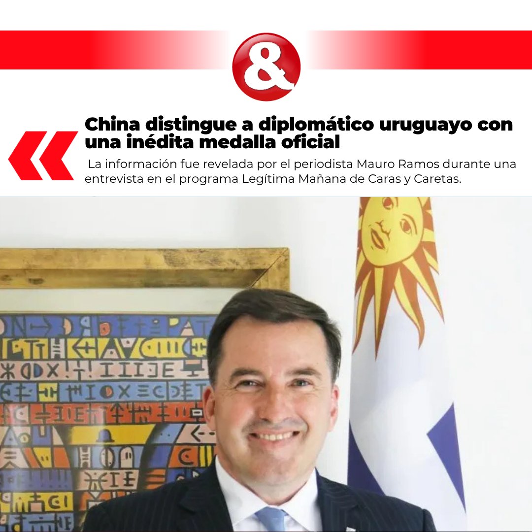 CarasyCaretasuy's tweet photo. China otorgó una inédita medalla oficial al diplomático uruguayo Fernando Lugris, reconocido por su labor y trayectoria en Beijing.

▶️💻🔗https://t.co/Cx8voEouIw https://t.co/liEfhVvOrD