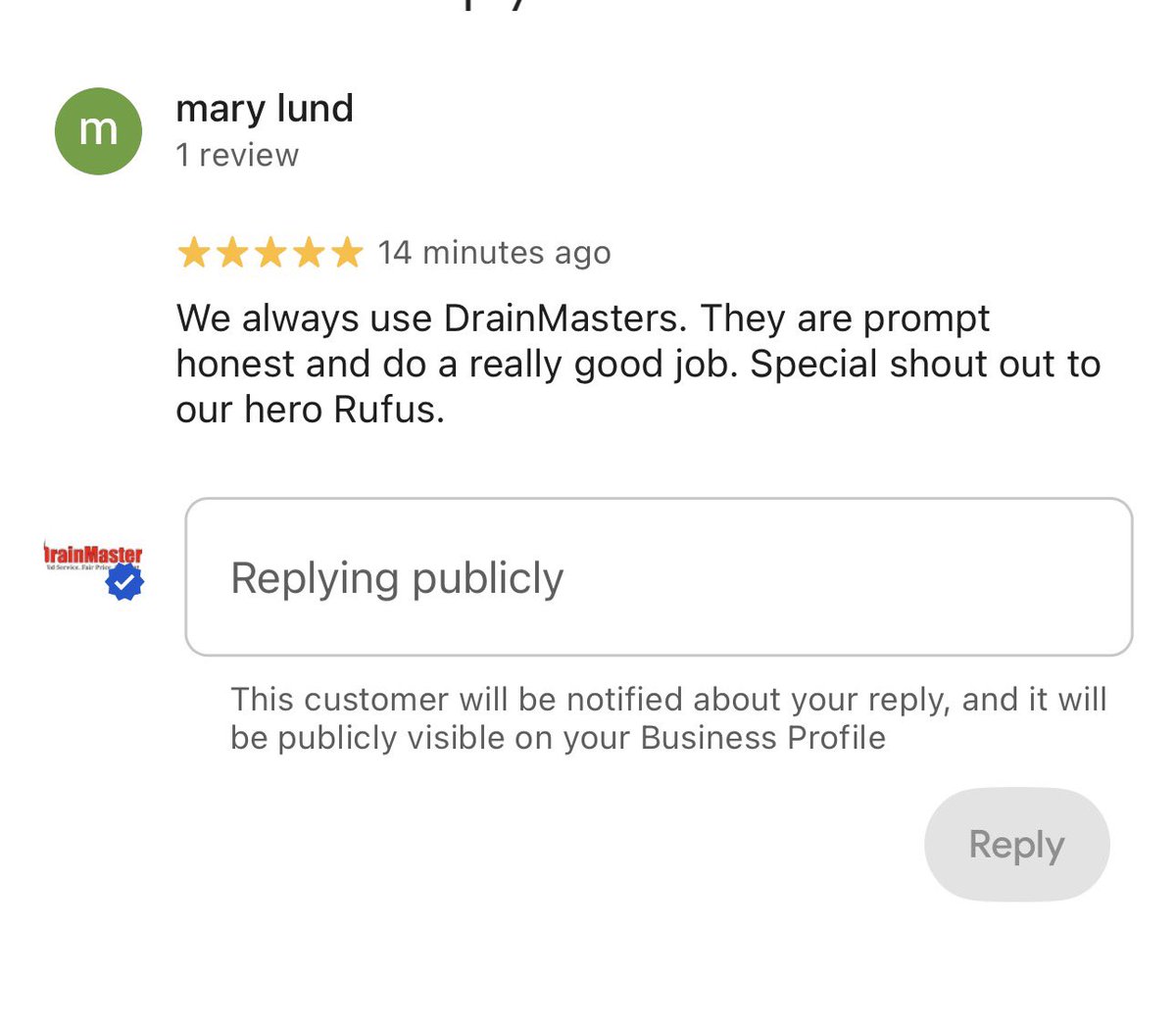DrainMastersTuc's tweet photo. ⭐⭐⭐⭐⭐ “prompt, honest, and do a really good job.” — mary lund

shoutout to rufus for being the hero we all need 🙌 thanks for trusting drainmasters, mary! 520-690-9881 

#DrainMasters #TucsonPlumbing https://t.co/bu8r2ndavn