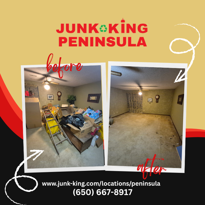 PeninsulaJunk's tweet photo. From cluttered to clean ✨ Junk King® Peninsula makes junk removal easy with fast pickups &amp; full-service hauling 💪🚚♻️

📞Call Junk King® Peninsula today!

#PeninsulaCA #JunkRemoval #BeforeAndAfter https://t.co/XCc0hjtM34