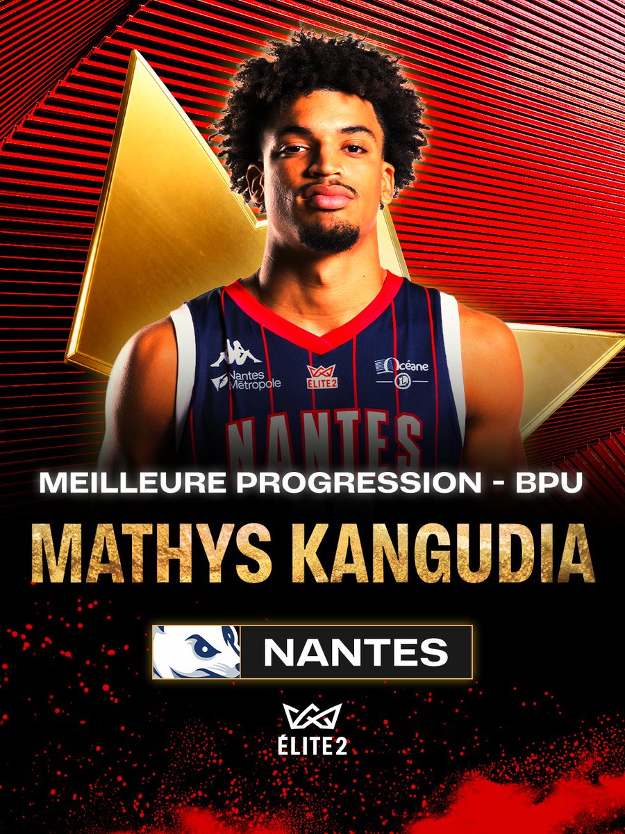 ELITE2_officiel's tweet photo. Mathys Kangudia a été nommé meilleure progression de la saison 2025-2026 d'Élite 2 ! 🏆

À 21 ans, le français a franchi un cap cette saison avec des moyennes de 17.6 pts, 1.7 rebonds et 3.4 passes décisives en saison régulière avec @NantesBasket44  🔥

#Elite2 #Basketball https://t.co/4VByM7ZFwv