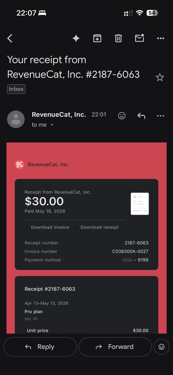 anhnc92's tweet photo. Honestly… I want to keep paying RevenueCat more every month 💸 https://t.co/PYSwbRpXGu