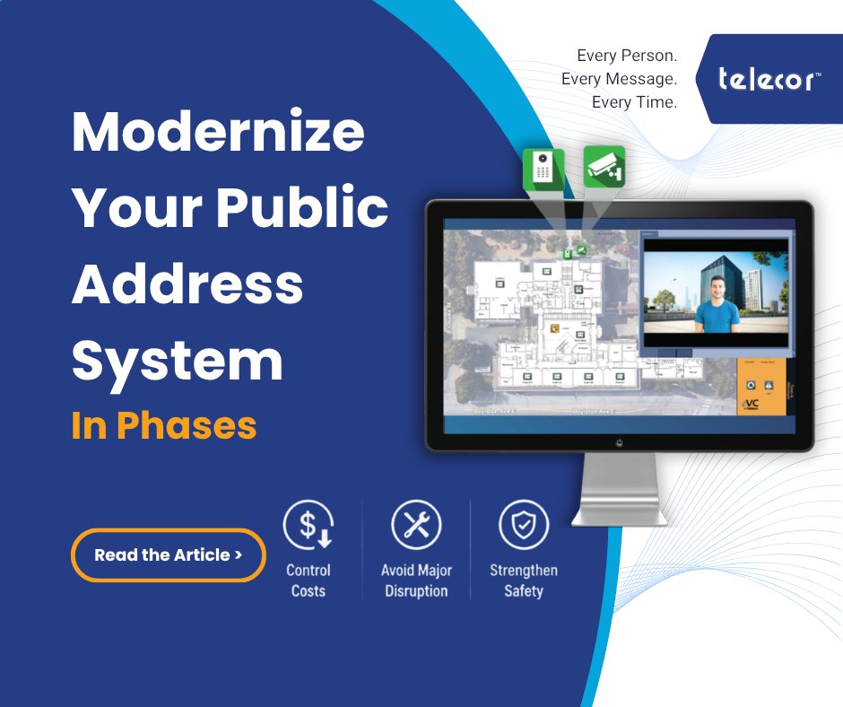 TelecorInc's tweet photo. Telecor helps schools modernize in phases by preserving existing infrastructure while introducing modern IP communication capabilities over time. This approach gives school districts a practical way to improve communication, safety, and scalability without large-scale rewiring projects. Our latest article outlines the steps schools can take to modernize with less disruption and more flexibility. https://t.co/F9TAiS1tp1