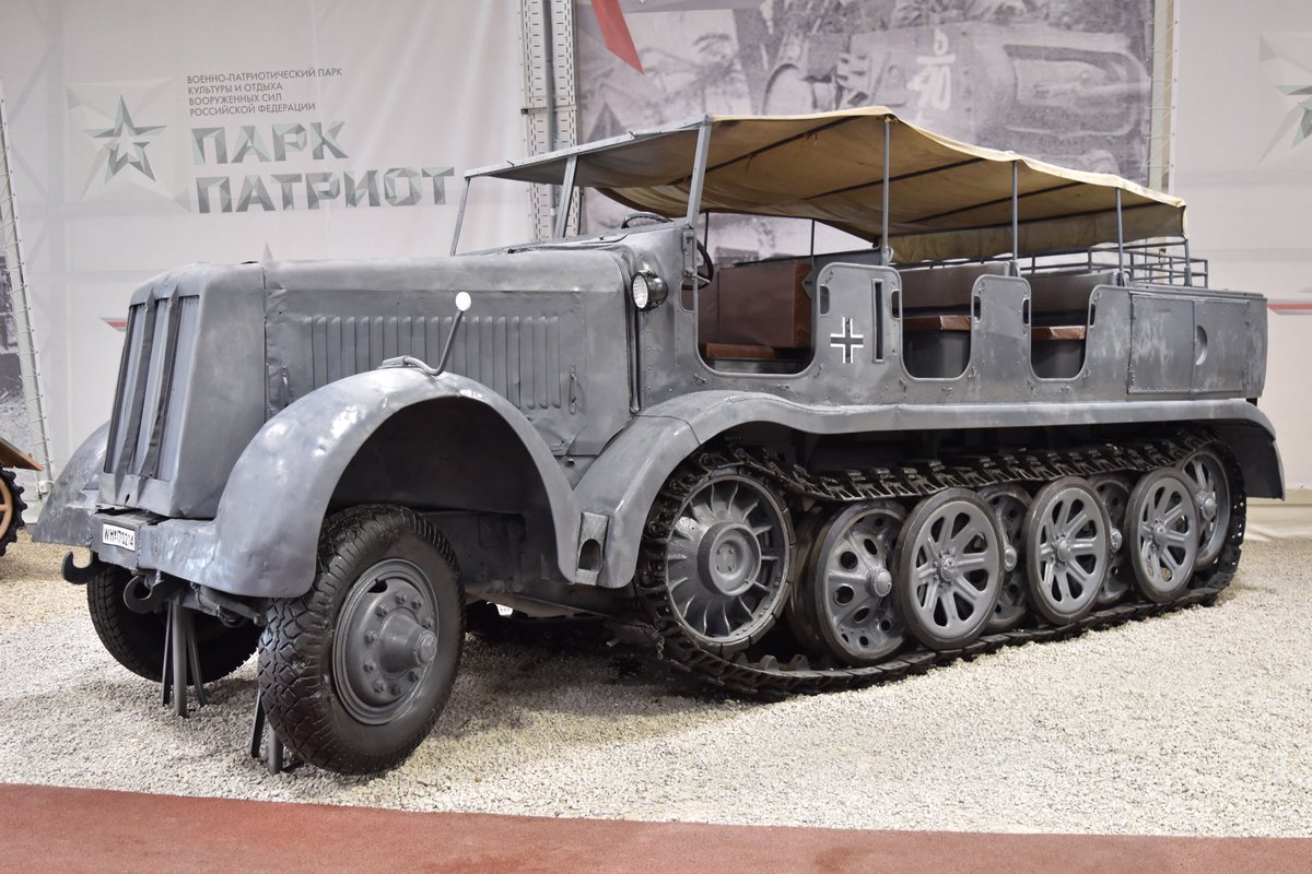 KrypTanko's tweet photo. Today’s “Odd Tank” is the 🇺🇸 American ‘M24 No. 594’

In 1946 a study on foreign running gear was conducted on a turretless M24 Chaffee Light tank, numbered as 594, which used the tracks and wheels from the Sd.Kfz. 8 halftrack (seen in picture 4). The turret was removed for this study to lower the weight of the vehicle to better match the weight capacity of the suspension system.