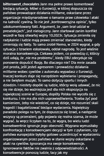 Etherealoobe's tweet photo. @_sonikas_ @dotti_22_ @prada_m22 Jeśli coś powinno wybrzmieć, to właśnie takie merytoryczne głosy. To nie Jann zrobił coś „nie na miejscu”, tylko proporcje w tej dyskusji dawno się rozjechały. Wklejam, bo warto przeczytać. I szkoda, że nie ustawił prywatnego konta, żeby odciąć się od hien https://t.co/m38SNEXDgN