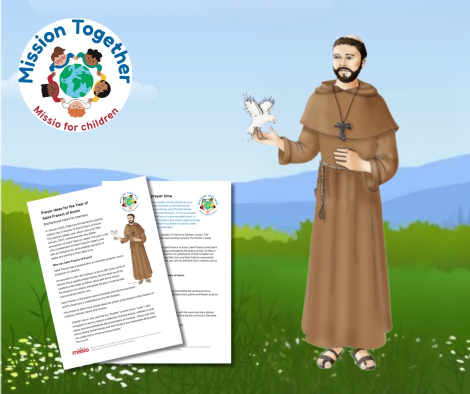 MissioUK's tweet photo. It's #LaudatoSiWeek 🌿 In this Year of St Francis, we renew our care for creation &amp; each other. #MissionTogether's FREE prayer resources have 4 simple ideas around creation, animals, peace &amp; mission. 🕊️🙏 #SaintFrancis #CareForCreation #MissionTogether https://t.co/mjBcHfMhFw https://t.co/pLH1USsF2P