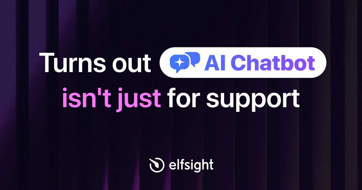 elfsight's tweet photo. Think AI Chatbot is just for support?

We dug into real setups across industries and found uses you might not expect 👀

See how businesses are using AI Chatbot and find inspiration for your own setup.

Join the conversation now: https://t.co/6rIdUcBkYs https://t.co/PeoE3knSeG