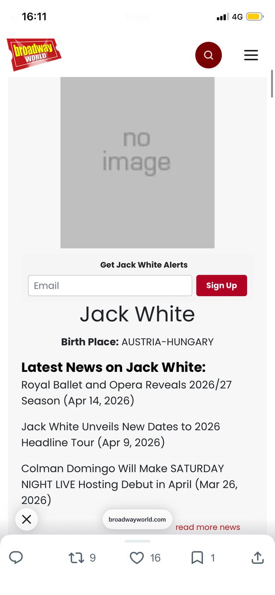 silverfoxville's tweet photo. @BroadwayWorld you note that this was also starring jack white, but it was jack wolfe! these aren’t the same people https://t.co/Xu30HIlqvN