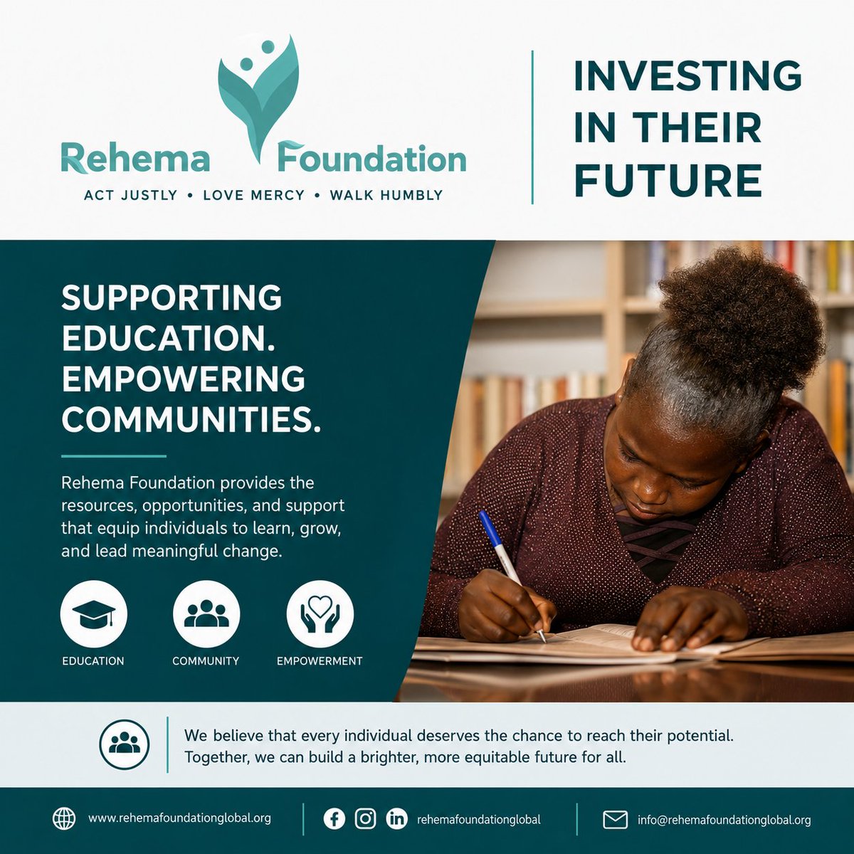 rehemafoun86773's tweet photo. Education creates opportunities. Opportunity creates change. 💚Rehema Foundation is committed to empowering communities by investing in education, hope, and brighter futures for all.#EducationEmpowers #RehemaFoundation #CommunityImpact #InvestInTheFuture https://t.co/EnRSqicBXS