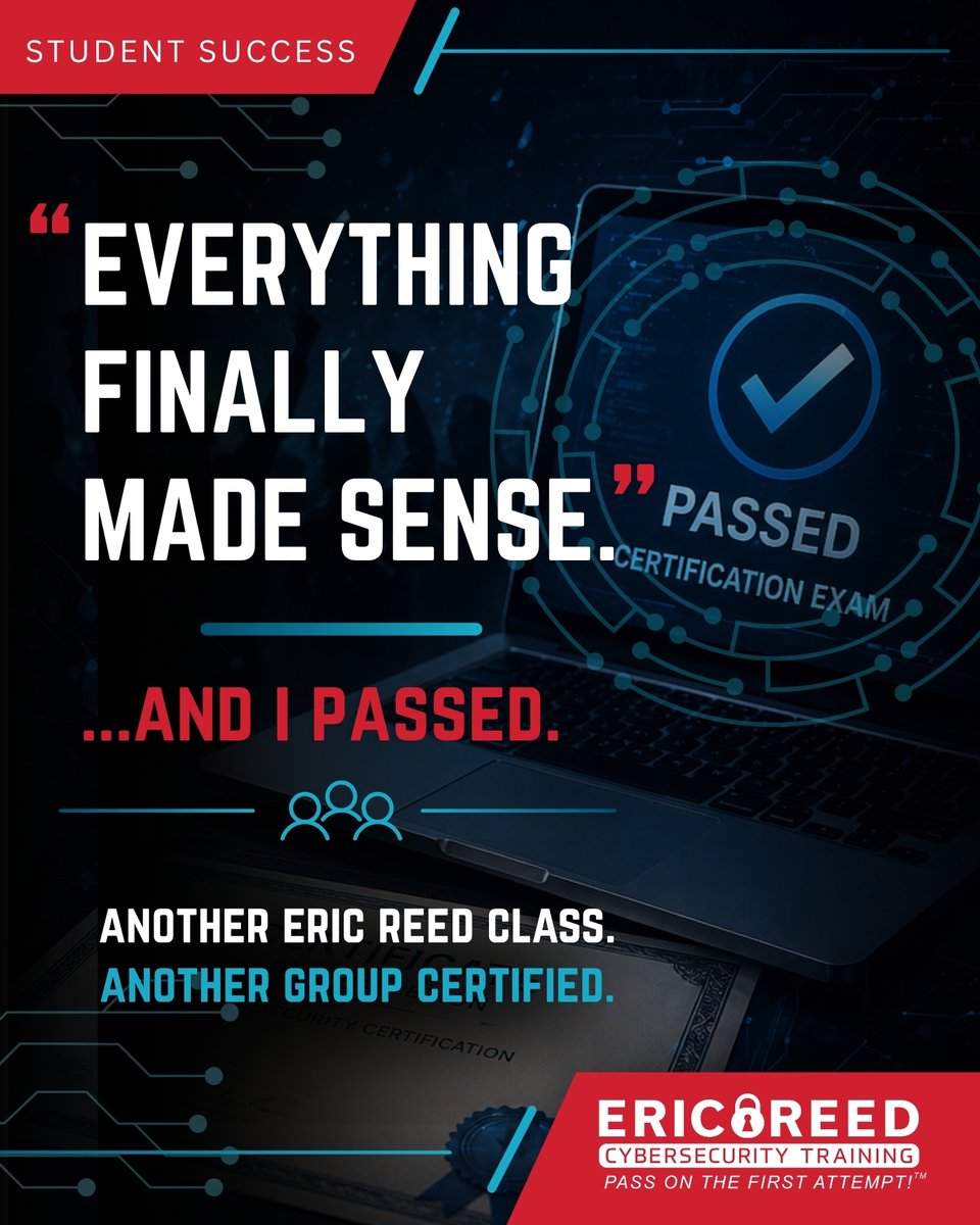 ericreedlive's tweet photo. “Everything finally made sense — and I passed.”

Another class. Another group certified.

👉 https://t.co/q1fWEtO6kr

#CertificationSuccess https://t.co/hrSc1sK31a