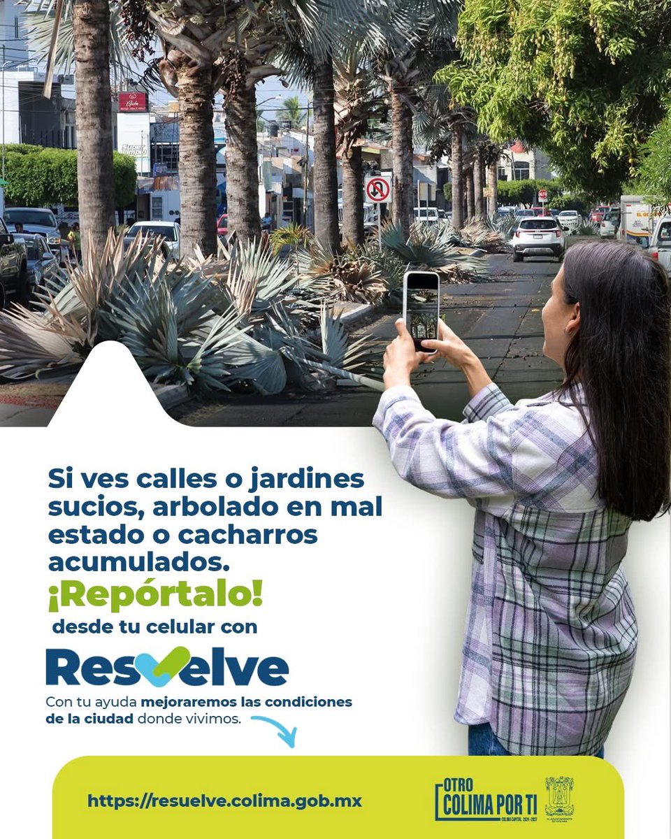 ColimaMunicipio's tweet photo. ¡Ahora #Resuelve desde tu celular! 📲✨

Con la nueva aplicación podrás reportar de manera rápida los problemas que afectan tu colonia y dar seguimiento a su atención. 🙌

🔗 Haz tu reporte aquí: 👉https://t.co/gIFr2PMgwb

#OtroColimaPorTi https://t.co/wC8Ugs6geY