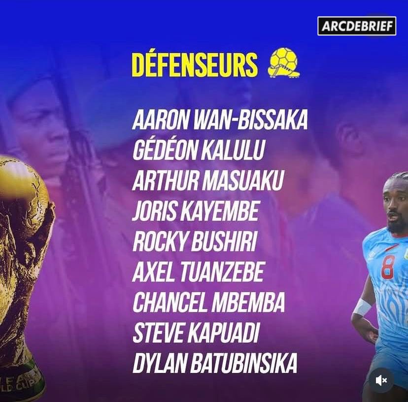 ArcadeCBG's tweet photo. 🟢 #DÉFENSEURS 🇨🇩

• A. Wan-Bissaka - West Ham🏴
• G. Kalulu — Limassol🇬🇷
• J. Kayembe — Genk🇧🇪
• A. Masuaku — Lens🇫🇷
• S. Kapuadi — Widzew🇵🇱
• R. Bushiri — Hibernian🏴
• A. Tuanzebe — Burnley🏴
• C. Mbemba — Lille🇫🇷
• D. Batubinsika — Larissa🇬🇷

#ArcDebrief #RDCfootball https://t.co/VcMfz16CJI