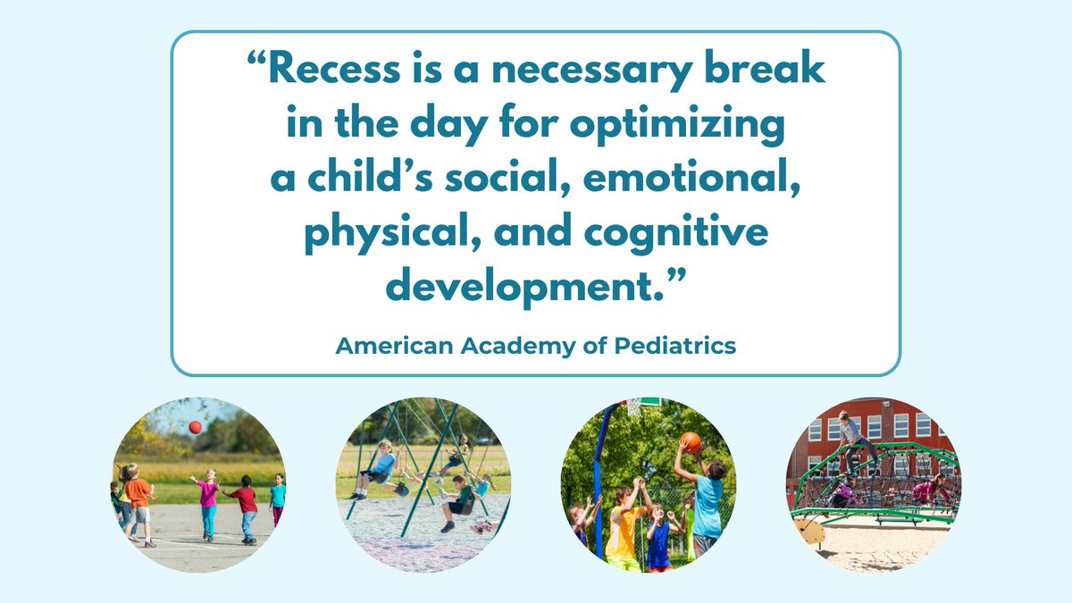 getwalkabouts's tweet photo. For the first time in more than a decade, the American Academy of Pediatrics has released a policy statement about recess, reiterating and expanding on their 2013 position that "Recess is a necessary break in the day for optimizing a child’s social, emotional, physical, and cognitive development. In essence, recess should be considered a child’s personal time, and it should not be withheld for academic or punitive reasons.” 
https://t.co/aHsnXI0vpC
