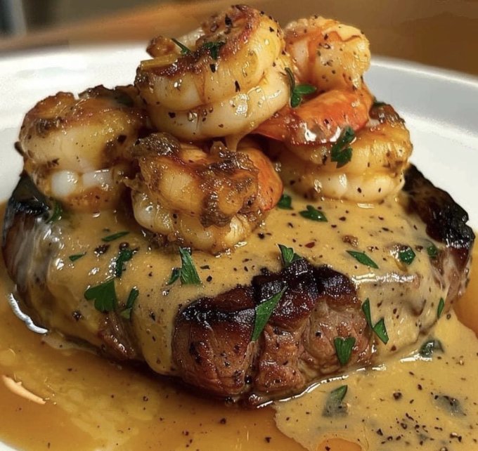 FoodPleaser's tweet photo. Surf &amp; Turf 🍤 🥩 https://t.co/pAy2GkkAcq