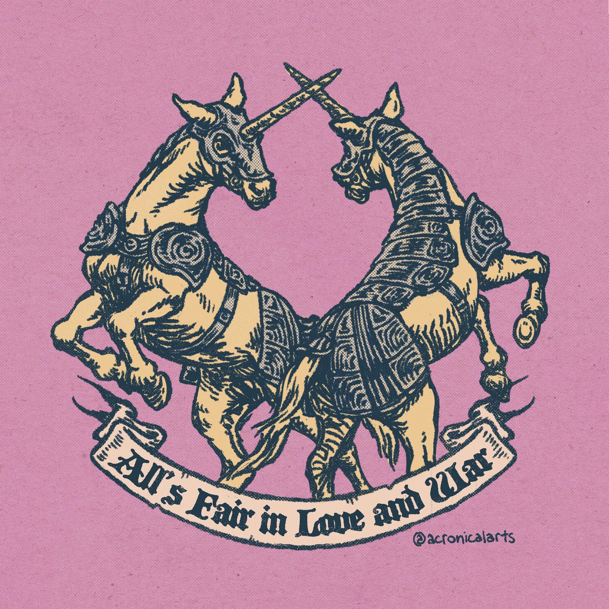 acronicalarts's tweet photo. All's Fair in Love and War 💗⚔️
Had so much fun with this one! Vintage textures are unmatched
#graphicart #illustration #retro #vintage https://t.co/kjwJhYz4Np