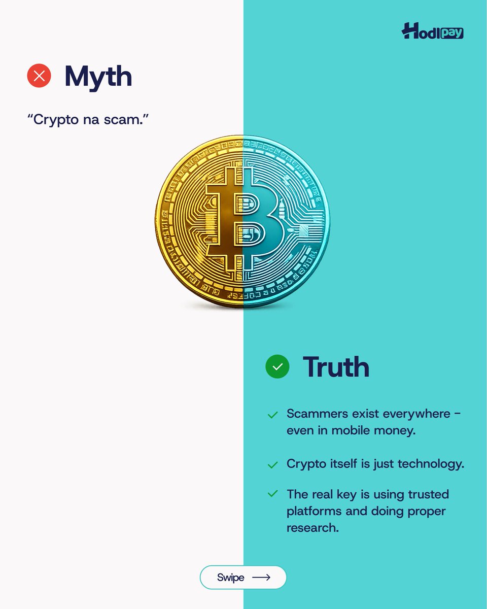 HodlPay's tweet photo. Crypto myths spread fast⦠but facts save money .
Donβt let misinformation stop you from learning crypto the right way.
Which myth have you heard before? ππ¬π
#CryptoGhana #Hodlpay #BlockchainBasics #CryptoEducation #BitcoinGhana #FintechAfrica #CryptoTips #Web3Africa https://t.co/YcBv5icYXc