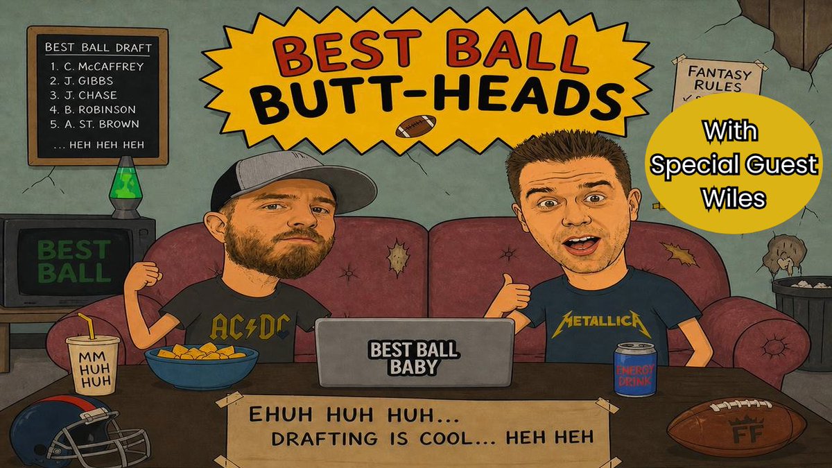 megs08DFS's tweet photo. Then at 9:30 pm EST, watch Best Ball Buttheads with @araub23 and @JWiles_14, filling in for @BestBallBruni (paternity leave).

They'll discuss favorite and least favorite Best Ball playoff schedules and draft BBM7 live!

Watch here at 9:30 pm EST:
https://t.co/vMQq9HU62R https://t.co/QmBmcKbloz