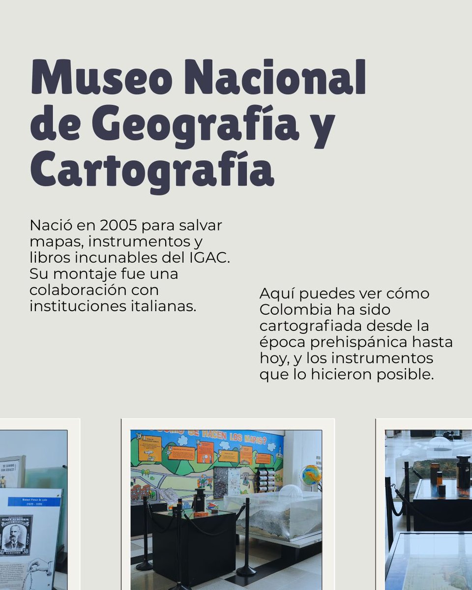 igacColombia's tweet photo. Dos museos, entrada libre y datos que no sabías sobre el territorio colombiano.📽️

Este #DíaInternacionalDelosMuseos te presentamos el Museo Nacional de Geografía y Cartografía y el Museo Nacional de Suelos del IGAC.🕰️👇🏽 https://t.co/wWB11LBImn