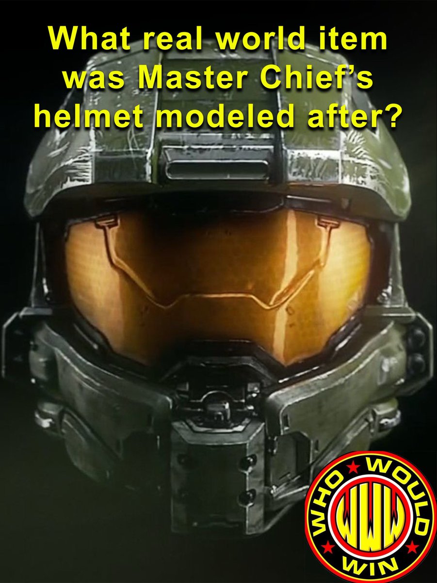 WhoWouldWinShow's tweet photo. What real world item was Master Chief’s helmet modeled after?

Let us know on the comments. Follow the Who Would Win podcast for more. 

#whowouldwin #podcast #halo #masterchief #bungie https://t.co/wffAAgRaFe