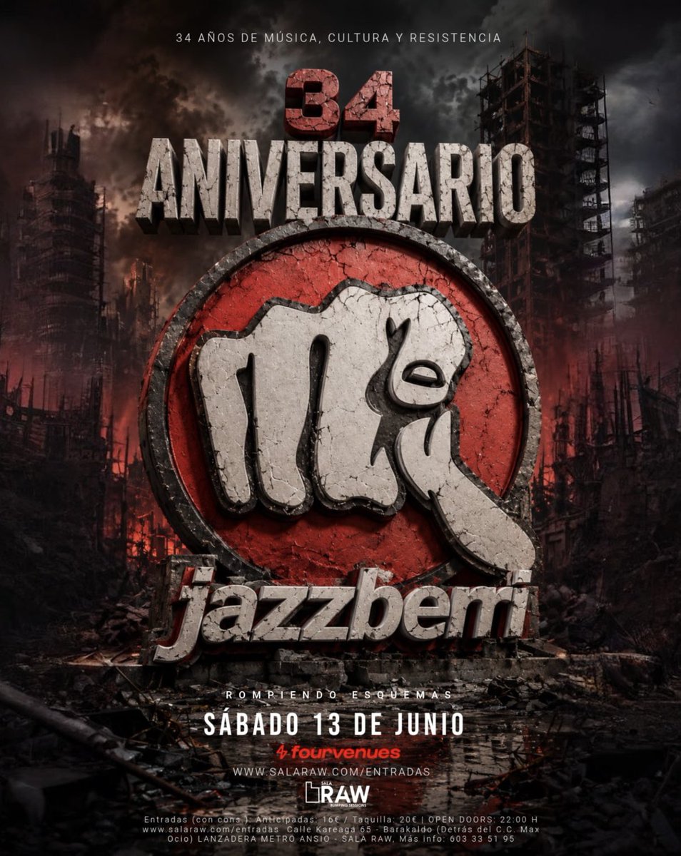 DjIvanjazz's tweet photo. Volvemos a recordar los mejores temazos que han sonado en Jazzberri el próximo 13 de junio en RAW.
Ven a celebrar con nosotros su 34 aniversario en una noche llena de nostalgia, recuerdos y musicón. 
Entradas y vip’s disponibles en https://t.co/ir2AazILyh https://t.co/B8vYRdTW3s
