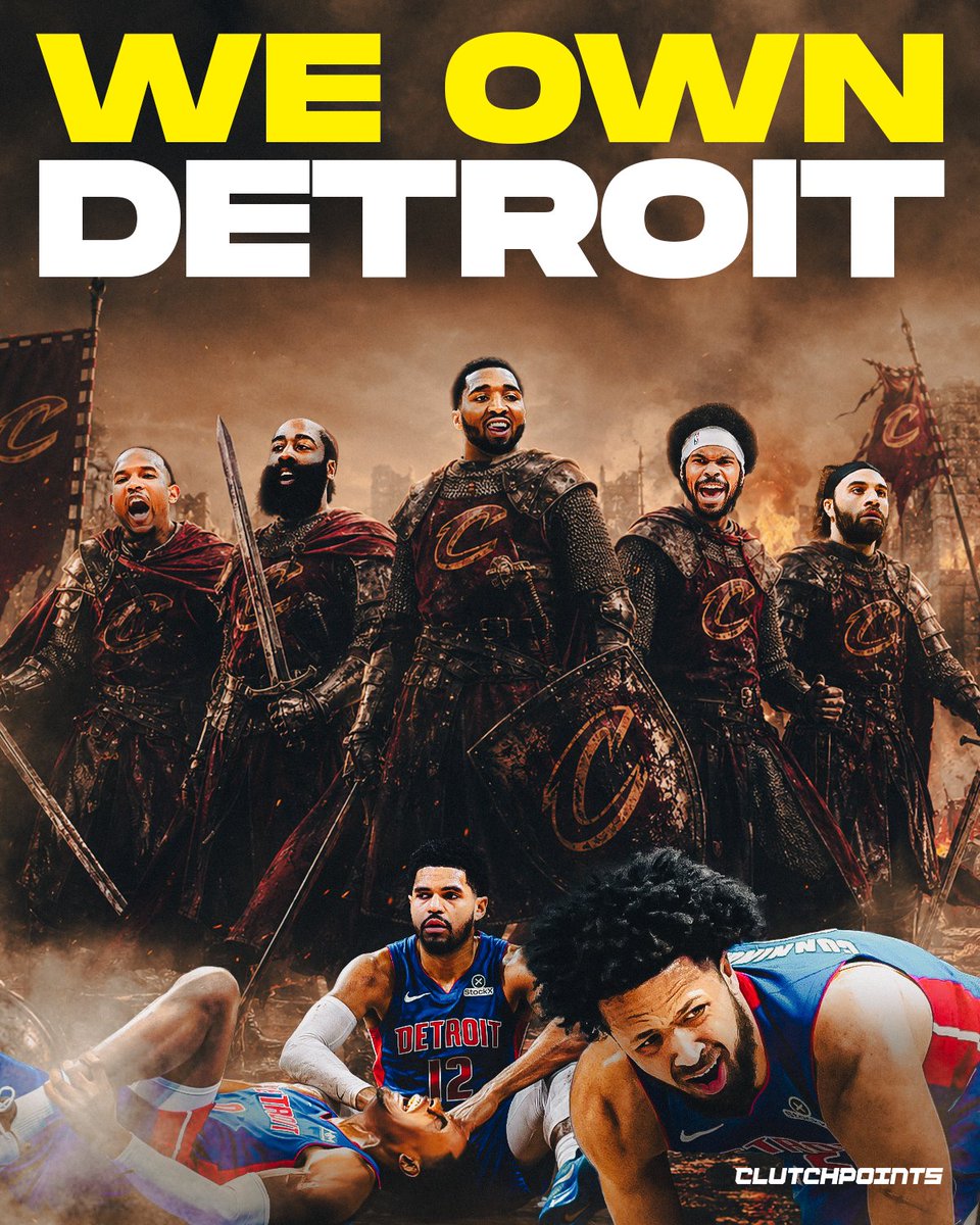 CavsNationCP's tweet photo. The Cleveland Cavaliers eliminated the Detroit Pistons for the fifth time in six playoff series, continuing their postseason dominance in the rivalry. 

Donovan Mitchell and the Cavs are headed back to the Eastern Conference Finals. 

8 more wins 🏆 https://t.co/e3AAoJqKip