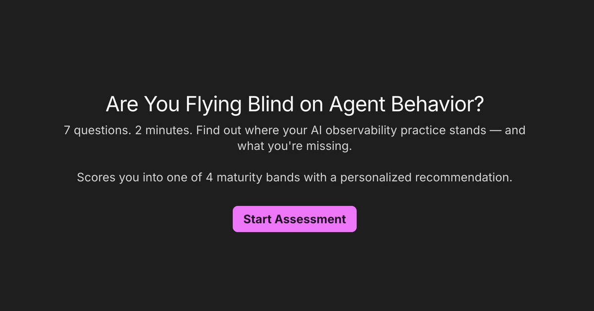 dbnlAI's tweet photo. Are you missing key information about your AI agents? Here are the 3 failure modes that are invisible to aggregate metrics:

→  Behavioral drift by segment
→ Unknown-unknown behavioral patterns
→ Gradual degradation vs. hard failures

Take our quiz to see where you land, then learn how to close the gap with DBNL: https://t.co/9jyhbApWOF