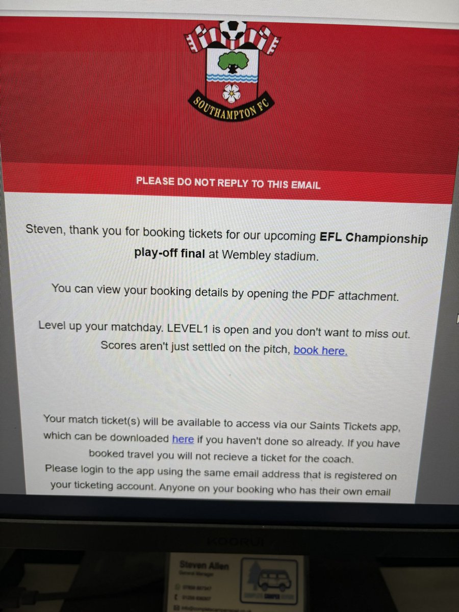 steveosfc's tweet photo. I spy with my little eye……………. 🕵️‍♂️
🎶 Wembley again ole ole 🎶
#Saintsfc https://t.co/bgVzOQtIul
