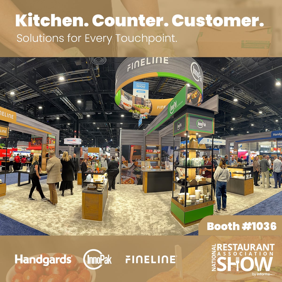 Finelinesetting's tweet photo. Momentum is building at the 2026 NRA Show &amp; there is still time to connect at Booth 1036.
Handgards, Inno-Pak &amp; Fineline Settings South Hall, Booth 1036. #NRA2026 #FoodserviceIndustry #RestaurantOperations  #PackagingSolutions #FrontOfHouse #BackOfHouse #OperationalEfficiency https://t.co/mrS825h5Di