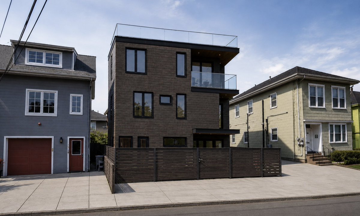 mattbaran's tweet photo. We now officially have the ‼️ FIRST ‼️ project to use SHRA (SB 684 / 1123) in Emeryville. 

This makes a total of 6 cities. 🏘️ 

Being first can be a challenge, but we’ve been fortunate enough to have done hundreds of small lot units before the current law was passed. 

So far city staff has been willing to learn from our previous experience. Procedure (ministerial approval) and turnaround time (60 day shot clock) is being met. ⏰ 💵