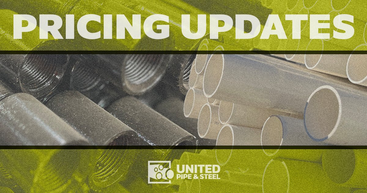 UnitedPipeCorp's tweet photo. Rising fuel, freight, and raw material costs are driving list price increases. New PVC and Import Welded Steel Pipe price sheets dated 5/15 are now in effect. Watch our blog for further market and price updated: https://t.co/bh0Niz6Atg

#Steel #PVC #Pipe #Supply https://t.co/daYNPVYKK9