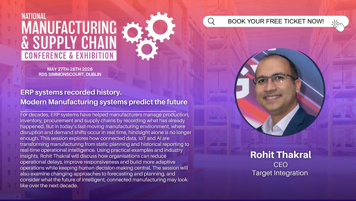 MSC_Event's tweet photo. This year's National Manufacturing and Supply Chain Conference is coming very, very soon - next week in fact!

It's getting close - so if you want a front row seat to one of the top events of the year, register below and join next week!
🎟️ : https://t.co/DQSxaQ86Uq #NMSC2026 https://t.co/kQd5L5KIi7