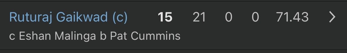 its_kk_7's tweet photo. Please don’t call it as an anchoring role. Not even a single shot was attempted to score a boundary. Strike rate of 71 after playing 21 balls. Are you kidding? This is way out of current #IPL standards. We can’t blindly support everything as we love this franchise. #CSK #SRH https://t.co/kGRCaslNF4