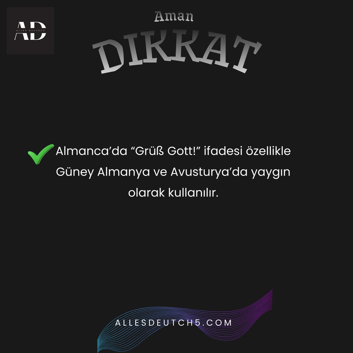 allesdeutsch5's tweet photo. 🇩🇪 Almanca’da “Grüß Gott!” Ne Demek? / 🇩🇪 Was bedeutet „Grüß Gott!“?

“Grüß Gott!” Almanca’da özellikle Güney Almanya ve Avusturya’da kullanılan geleneksel bir selamlaşma ifadesidir. 🙌
Kelime anlamı “Tanrı seni selamlasın” olsa da günlük hayatta “Merhaba” anlamında kullanılır... https://t.co/uqs7DDi2qh