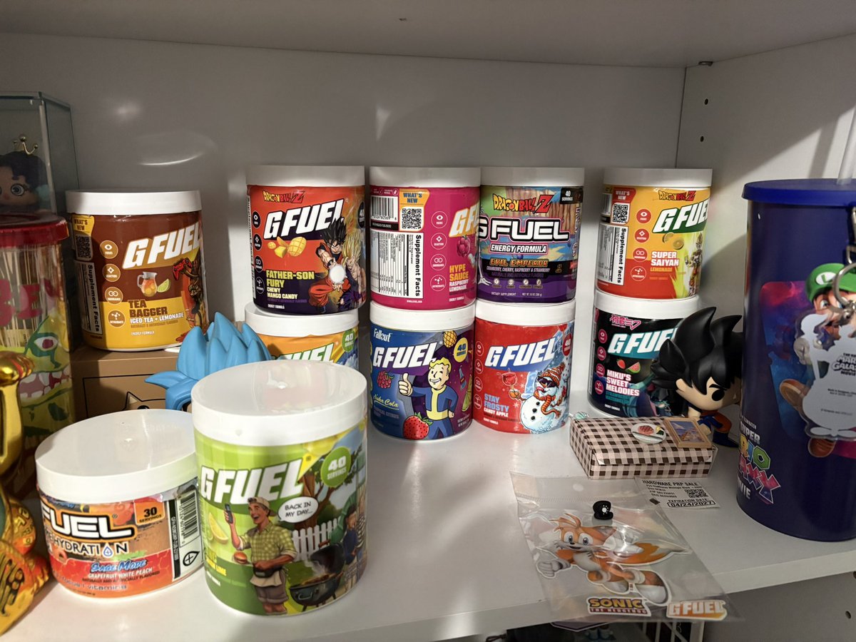 kerrybailey49's tweet photo. YO my G FUEL collection is GROWING MASSIVE AF 🔥🔥 thanks to these bangers we're STACKING IT TO THE MOON BABY!!! Let's build HIGHERRRRR!!! Who's adding more??? LIKE + COMMENT if you're obsessed toooo!!! 🚀💥 #GFuelStack #CollectionGoals @GFuelEnergy https://t.co/Icp824oR56