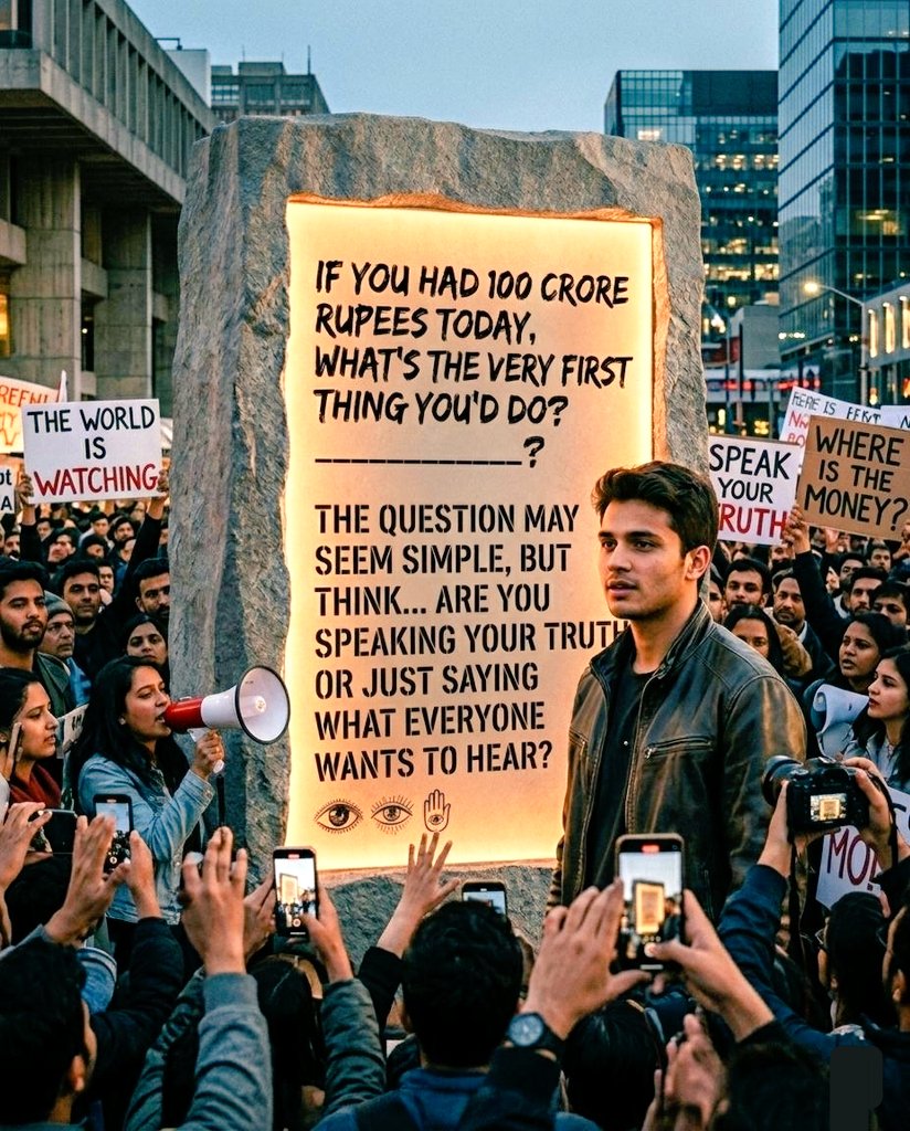 TheAzaads_'s tweet photo. Enough lying to yourself. What would you really do if you got ₹100 Crore all of a sudden? 👁️⚡
Most people find it difficult to tell the truth. Do you?
#TheAzaads #MoneyTruth #WakeUp https://t.co/PJZPWWpvTq