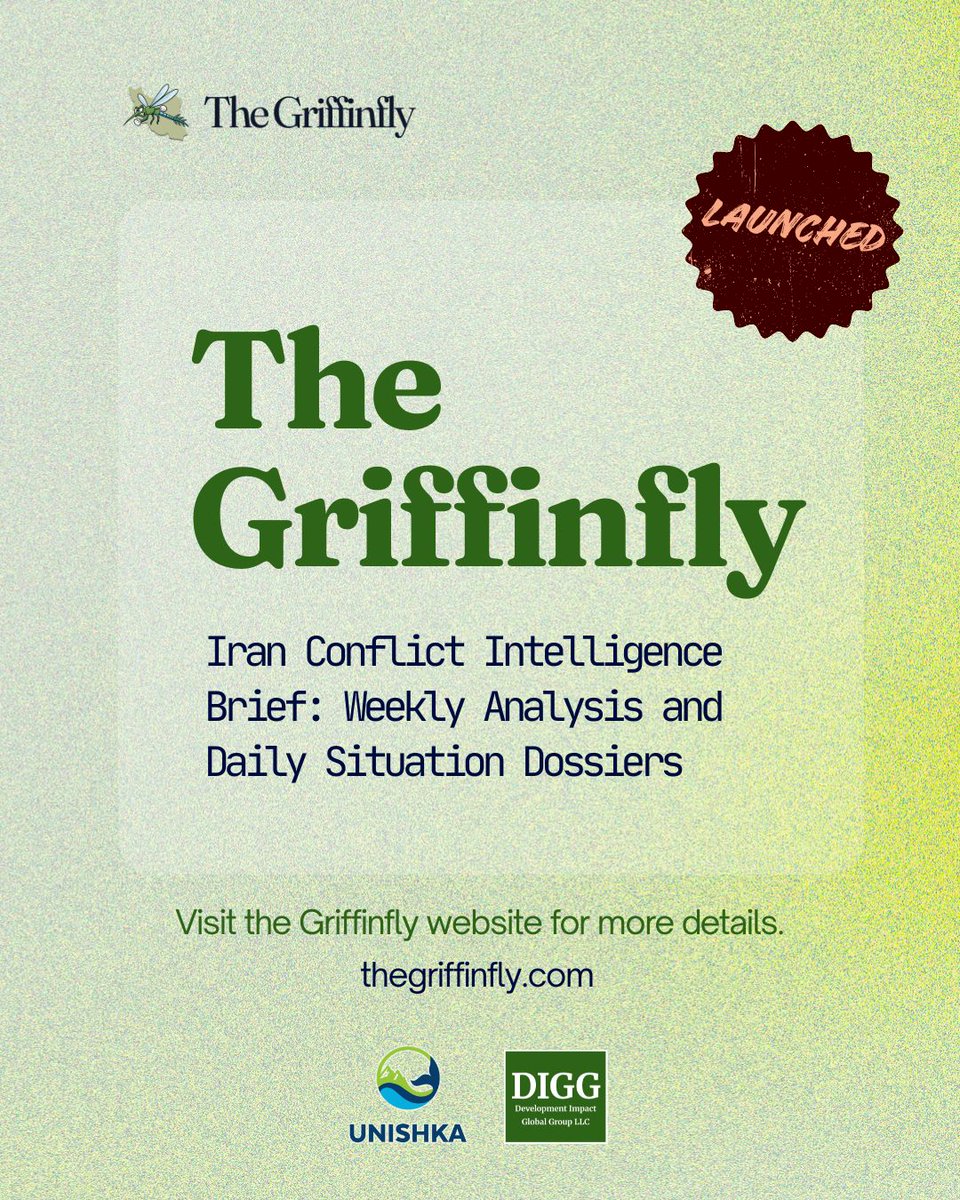 UNISHKAResearch's tweet photo. The Griffinfly has officially launched!! 🗣️ 

The Griffinfly delivers weekly intelligence analysis and daily situation dossiers covering the #Iran War, #OperationEpicFury, and global trade disruptions tied to the #StraitOfHormuz. 

👉 Subscribe now at https://t.co/zhFyTFt0Jg https://t.co/P4DdingNzM