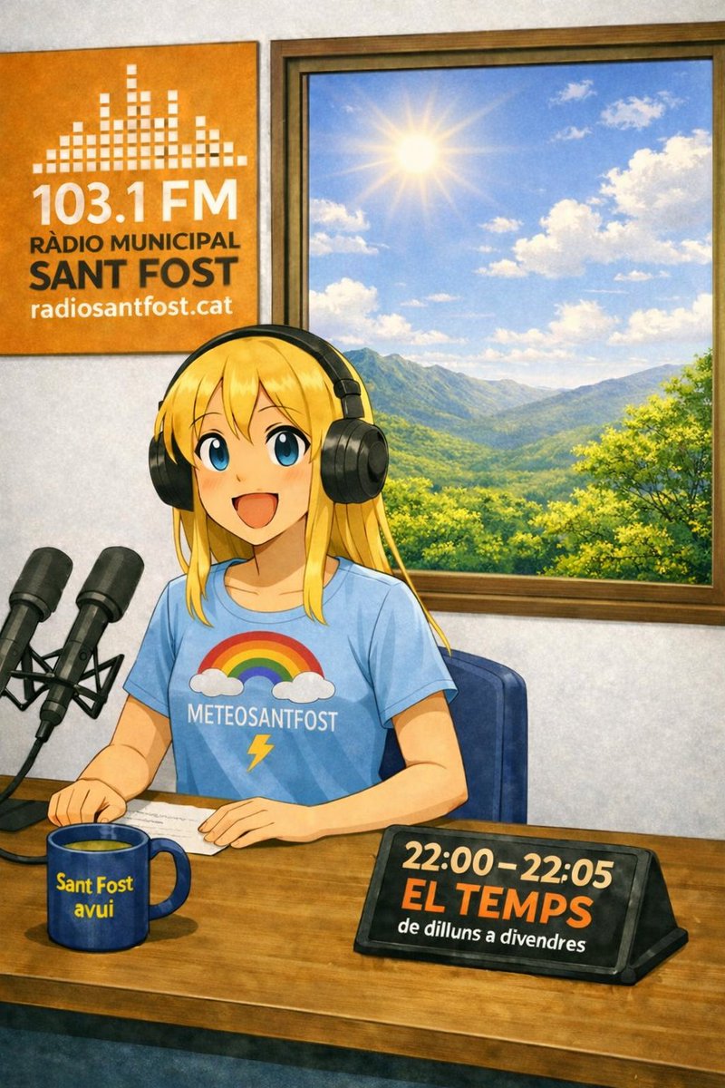 MeteoSantFost's tweet photo. Cada nit, el temps de Sant Fost! 
🗓️De dilluns a divendres.
⏰Entre les 22:00 i les 22:05
📣 connecta’t al 103.1 FM – @radiosantfost
La Ràdio Municipal de #SantFost per seguir EL TEMPS 
https://t.co/vqxggThRZa
 amb #MeteoSantFost 🌦️ #radiosantfost #SantFostAvui #eltemps https://t.co/KCFP836bt5