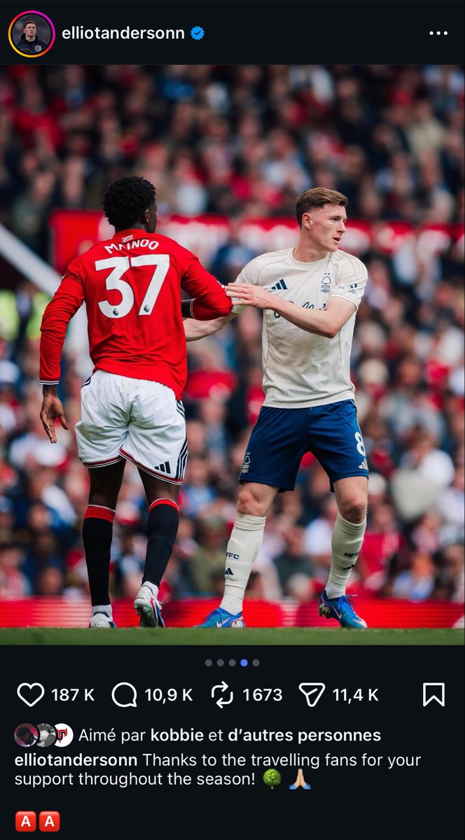 MainooKM37's tweet photo. Elliot Anderson sur Instagram 😏📸

Un double pivot 100% anglais🏴󠁧󠁢󠁥󠁮󠁧󠁿l’année prochaine ? https://t.co/dAOwQMnfip