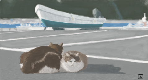 cloverwalker643's tweet photo. #猫のいる風景 #風景画 https://t.co/UcxxT7gDnM