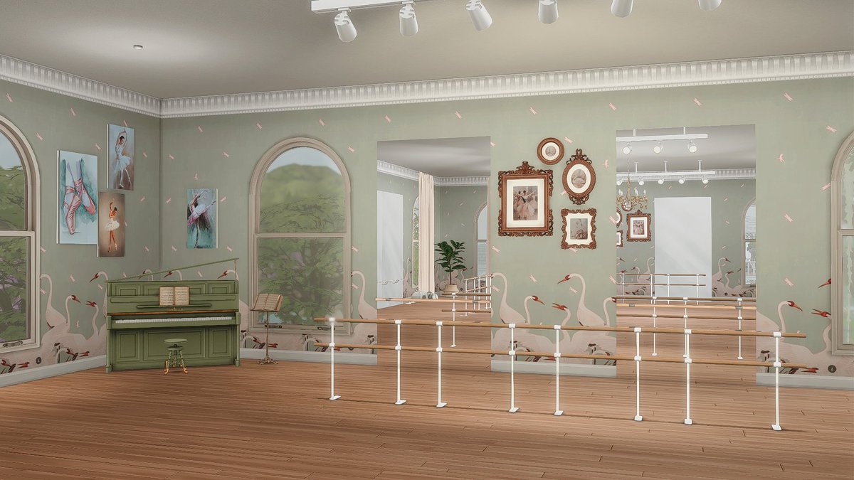 Simaliciousss's tweet photo. SOOOOO, I did my first build. It's a ballet studio in Willow Creek. This was indeed hard to do, and I might never build again, but I do like the outcome of it. https://t.co/zxEFrD83g0