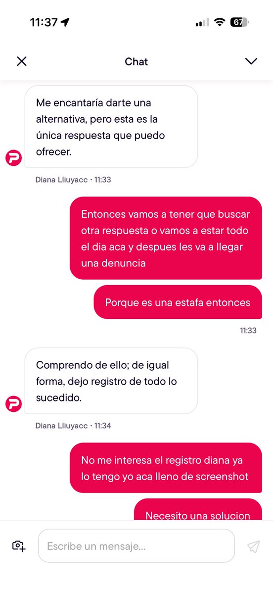 JuliaStarkey_'s tweet photo. Pedidos ya me robo plata. La supervisora Keila Diaz se desentendio Y ME CERRÓ EL CHAT.
Ya ni siquiera les alcanza una denuncia por robo, sino por la falta de respeto hacia el consumidor. Un supervisor con esa actitud? Pésimo. @pedidosya https://t.co/bK6kmgp8aJ