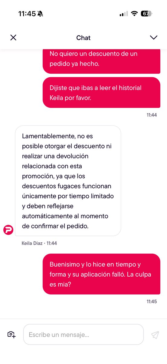 JuliaStarkey_'s tweet photo. Pedidos ya me robo plata. La supervisora Keila Diaz se desentendio Y ME CERRÓ EL CHAT.
Ya ni siquiera les alcanza una denuncia por robo, sino por la falta de respeto hacia el consumidor. Un supervisor con esa actitud? Pésimo. @pedidosya https://t.co/bK6kmgp8aJ