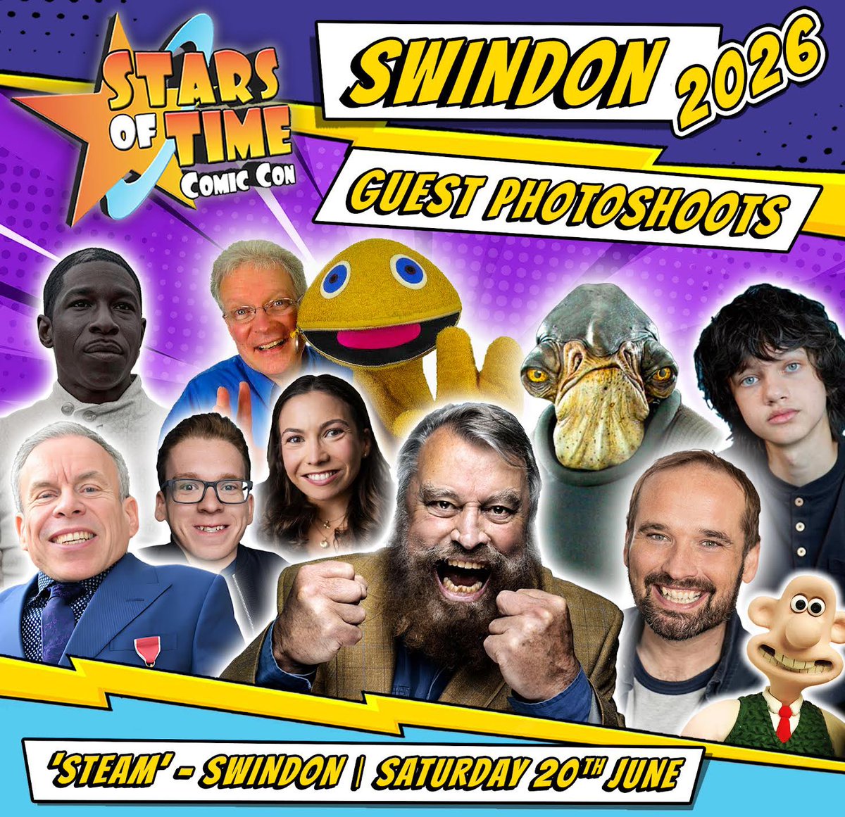 STARSOFTIME's tweet photo. 💥 Swindon Comic Con 💥
Sat 20th June, Steam Museum, Swindon

Meet WARWICK DAVIS, BRIAN BLESSED, BEN WHITEHEAD, PAUL KASEY,  ABDUL SALIS, RONNIE LE DREW &amp; PETER DESOUZA-FEIGHONEY, HARRISON DAVIS &amp; ANNABELLE DAVIS

TICKETS: https://t.co/jy8SrpiV1K

#comiccon #cosplay #autograph https://t.co/NaNz5ruLSj