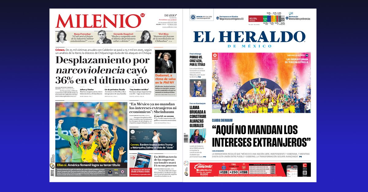 ICEasesores's tweet photo. #Excelents inicio de semana a todos, les compartimos las #primerasplanas de hoy 18  de #mayo2026
#BuenosDías, #Morelia, #Oaxaca, #Oaxaca, #FelizLunes, #Homofobia,

https://t.co/eoMJJOLKYX https://t.co/0VlWevdItr