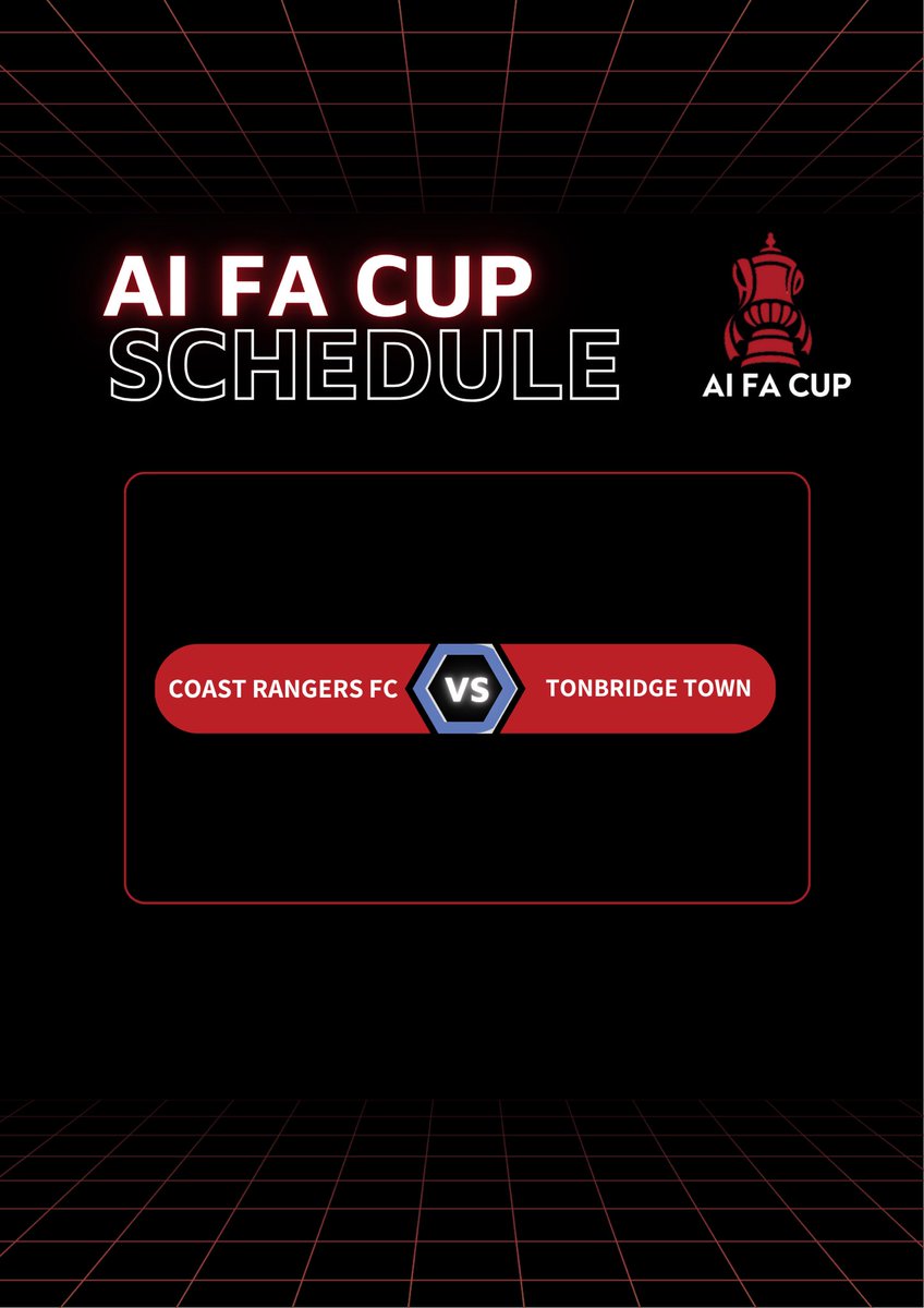 AI_FACup's tweet photo. For this season we asked Chat GPT to decide the semi final fixture!

@CoastRangers11 will face @TonbridgetownFC!

AFC will await the winner of the match in the Final held at the Lightning Arena! https://t.co/HfLJOUD3bC