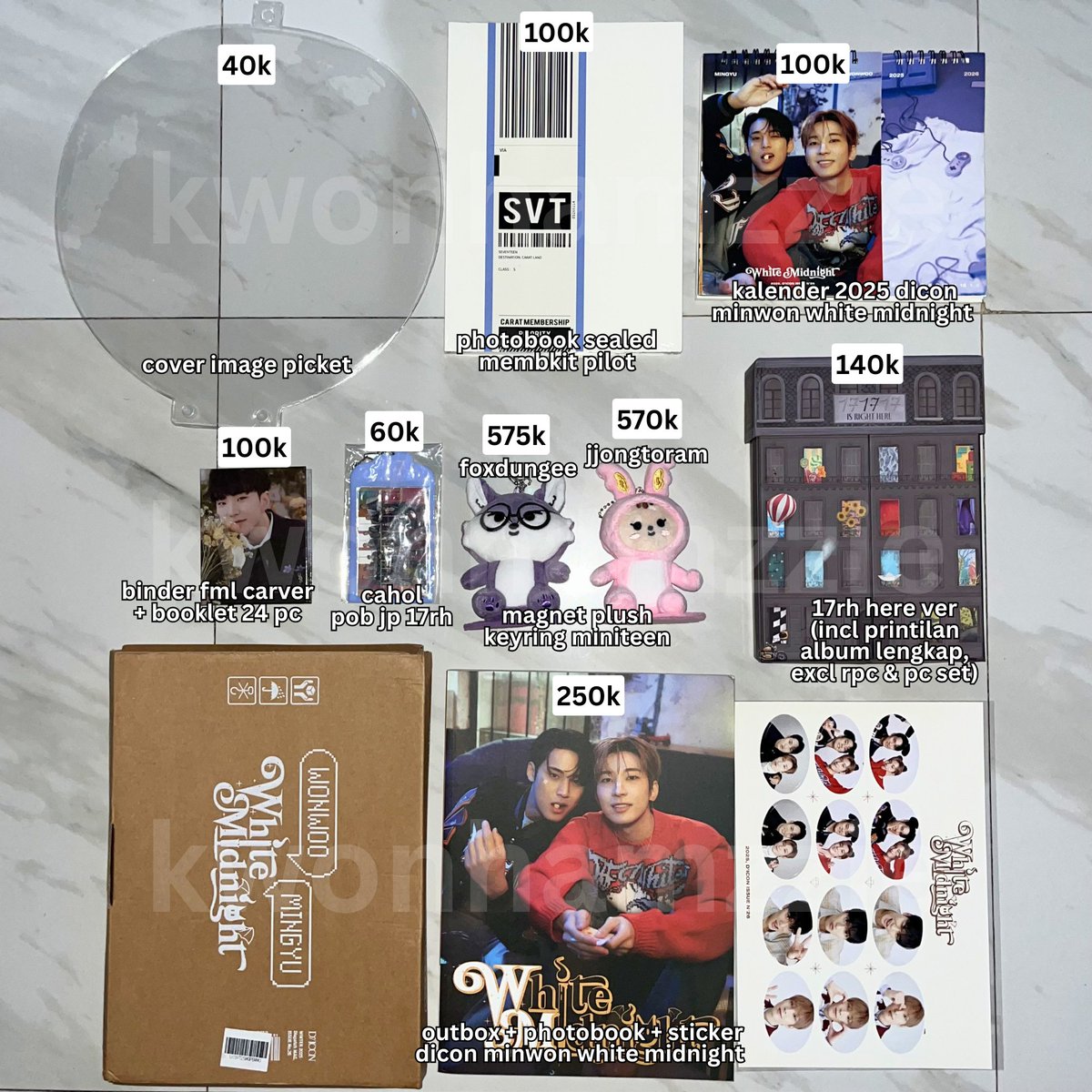 kwonhamzzie's tweet photo. @caratsstore dom tangerang yaa, ada pb sama kalender dicon minwon white midnight https://t.co/ElCeXYaVqO