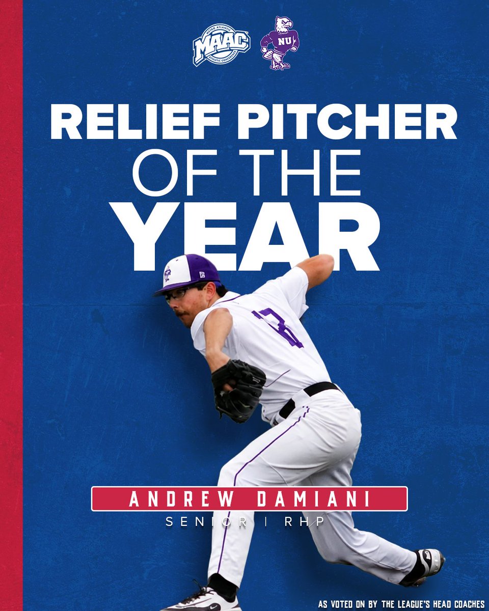 MetroConfSports's tweet photo. Your 2026 MAAC Baseball Relief Pitcher of the Year!

@NiagaraBASE, Andrew Damiani

#MAACBaseball https://t.co/3izS6fw1Q5