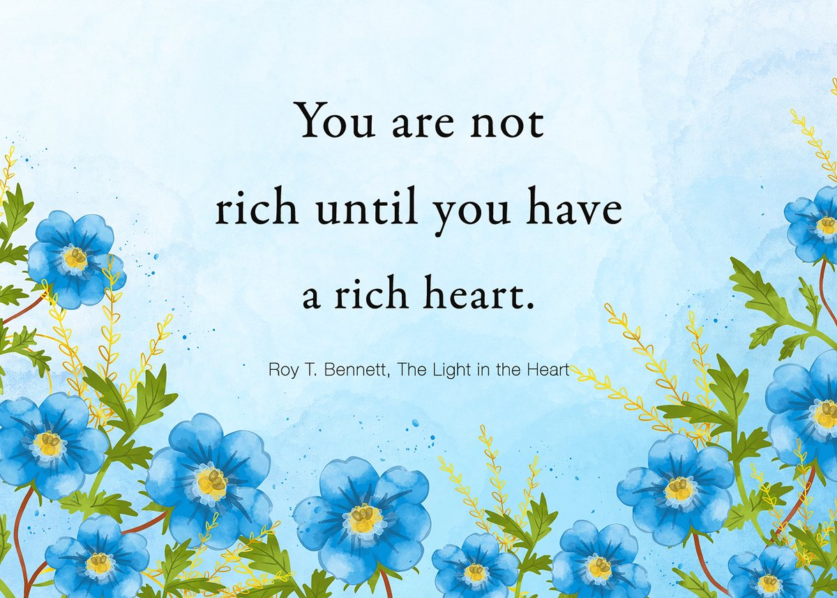 InspiringThinkn's tweet photo. You are not rich until you have a rich heart.
Roy T. Bennett, The Light in the Heart https://t.co/V40u0apM4Q