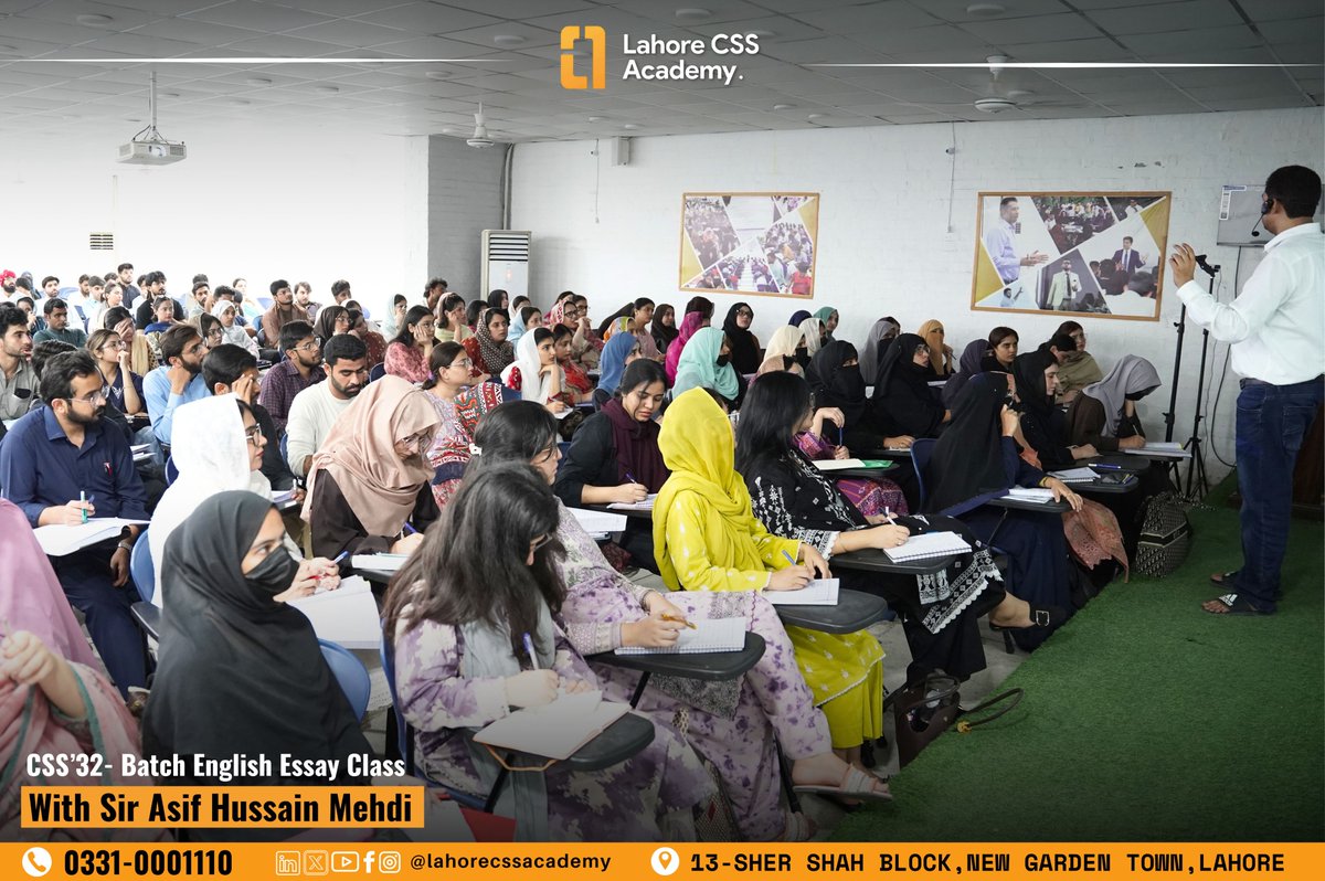lahore_css's tweet photo. CSS Batch-32 English Essay Class with Sir Asif Hussain

📞 Contact: 0331 0001110
📍 Venue: 13-Sher Shah Block, New Garden Town, Barkat Market, Lahore CSS Academy

#CSSBatch32 #EnglishEssayClass #CSSEssay #SirAsifHussain #LahoreCSSAcademy  #EssayWriting #CSSExam #FPSC https://t.co/XBYQMZWzjx